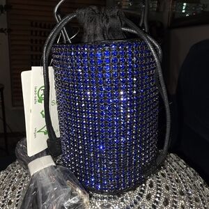 Elegant Blue Rhinestone Mini Bag